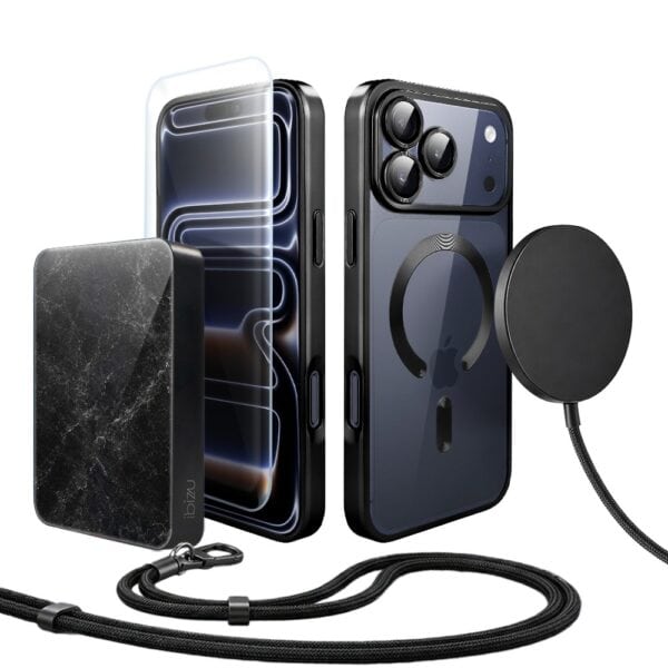 Perfect Match do iPhone 17 Pro Max – zestaw MagSafe Luxury Titanium Finish + akcesoria, czarny