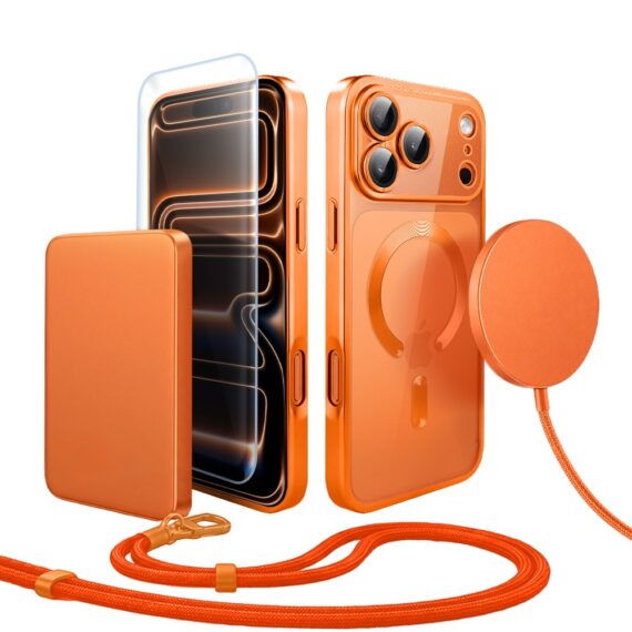 Perfect Match do iPhone 17 Pro - zestaw MagSafe Luxury Titanium Finish + akcesoria, pomarańczowy (3)