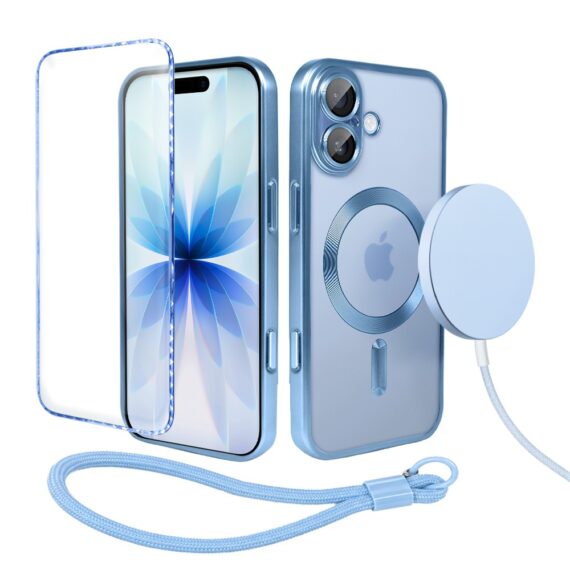 Perfect Match do iPhone 17 - zestaw MagSafe Luxury Titanium Finish + akcesoria, niebieski (2)