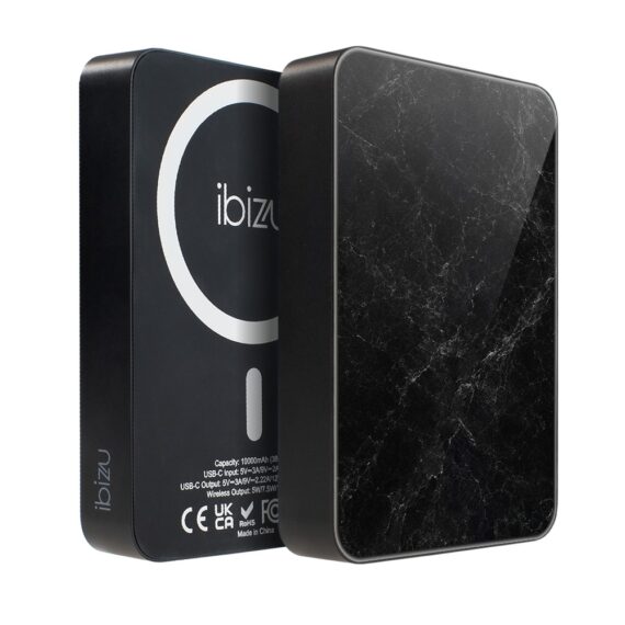 Powerbank IBIZU MagPower 10k do iPhone z MagSafe, solidny, aluminiowy, 10 000 mAh, Czarny marmur2