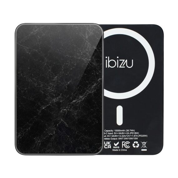 Powerbank IBIZU MagPower 10k do iPhone z MagSafe, solidny, aluminiowy, 10 000 mAh, Czarny marmur3