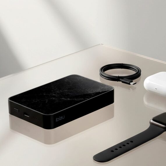 Powerbank IBIZU MagPower 10k do iPhone z MagSafe, solidny, aluminiowy, 10 000 mAh, Czarny marmur9