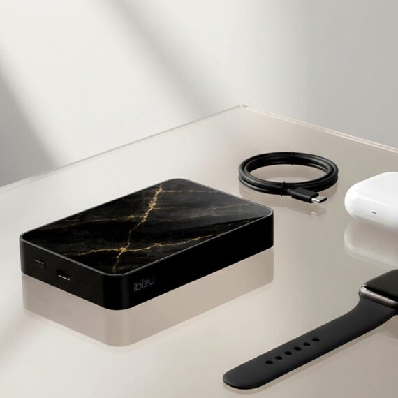 Powerbank IBIZU MagPower 10k do iPhone z MagSafe, solidny, aluminiowy, 10 000 mAh, Złoty marmur (5)