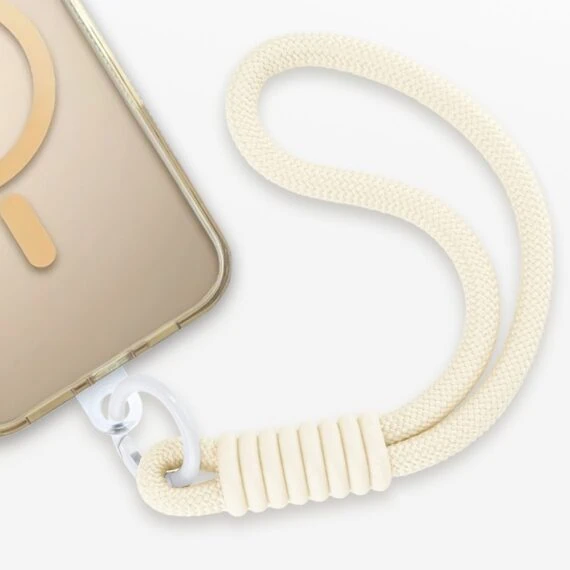 Smyczka, krótki pasek na nadgarstek do telefonu, jasny beż1