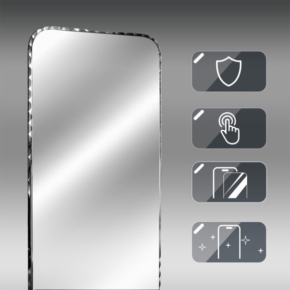 Diamond Cut, twarde szkło z ozdobną diamentową ramką do iPhone 16, czarne (1)