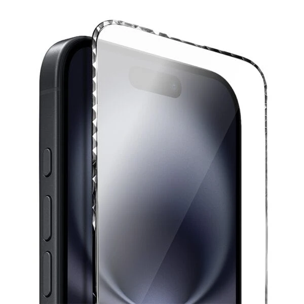 Diamond Cut, twarde szkło z ozdobną diamentową ramką do iPhone 16, czarne (2)