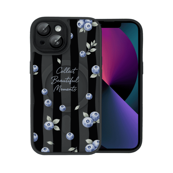 Etui do iPhone 13 Color Flush z MagSafe, z osłoną aparatu, borówkowy rytm, czarne (6)