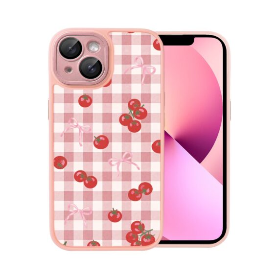 Etui do iPhone 13 Color Flush z MagSafe, z osłoną aparatu, kratka pomodoro, różowe (5)