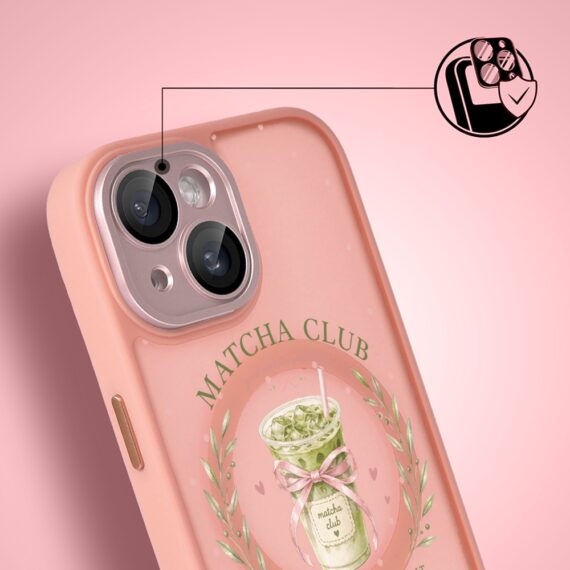 Etui do iPhone 13 Color Flush z MagSafe, z osłoną aparatu, matcha club, różowe (2)