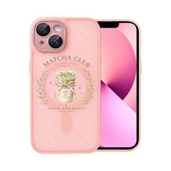 Etui do iPhone 13 Color Flush z MagSafe, z osłoną aparatu, matcha club, różowe (4)