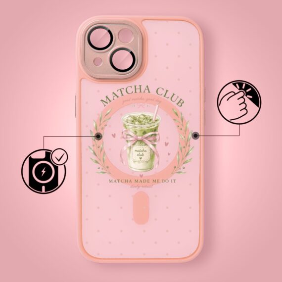 Etui do iPhone 13 Color Flush z MagSafe, z osłoną aparatu, matcha club, różowe (5)