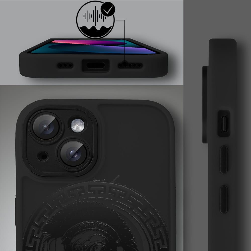 Etui do iPhone 13 Color Flush z MagSafe, z osłoną aparatu, moc centuriona, czarne (3)