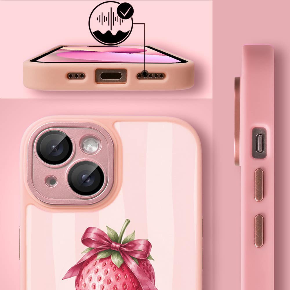 Etui do iPhone 13 Color Flush z MagSafe, z osłoną aparatu, truskawkowy moment, różowe (3)