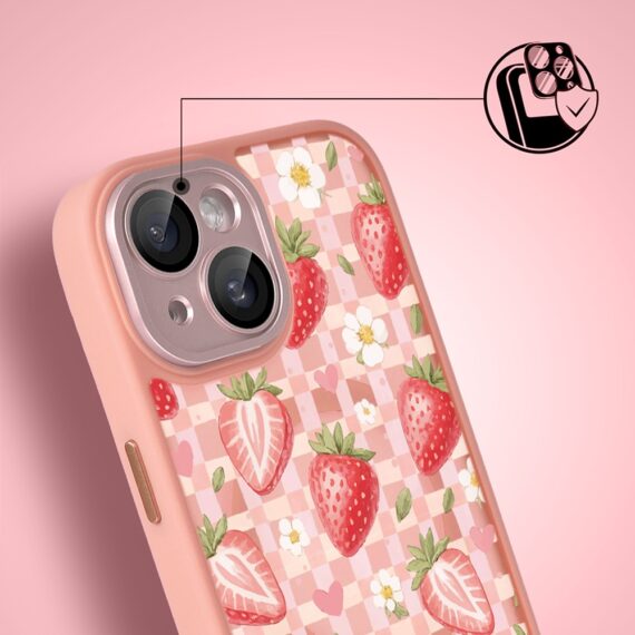 Etui do iPhone 13 Color Flush z MagSafe, z osłoną aparatu, truskawkowy piknik, różowe (1)
