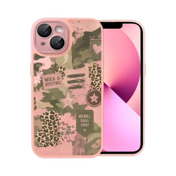 Etui do iPhone 13 Color Flush z MagSafe, z osłoną aparatu, włoskie Wild & Strong, różowe (5)