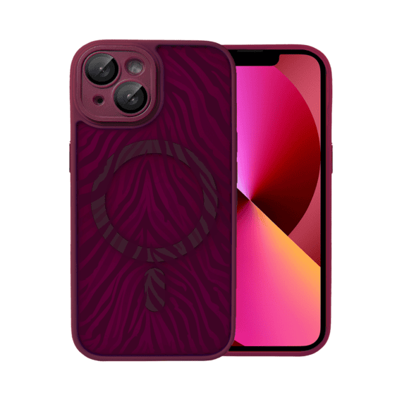 Etui do iPhone 13, Color Flush z Magsafe, z osłoną aparatu, hipnotyczna zebra, wiśniowe (6)