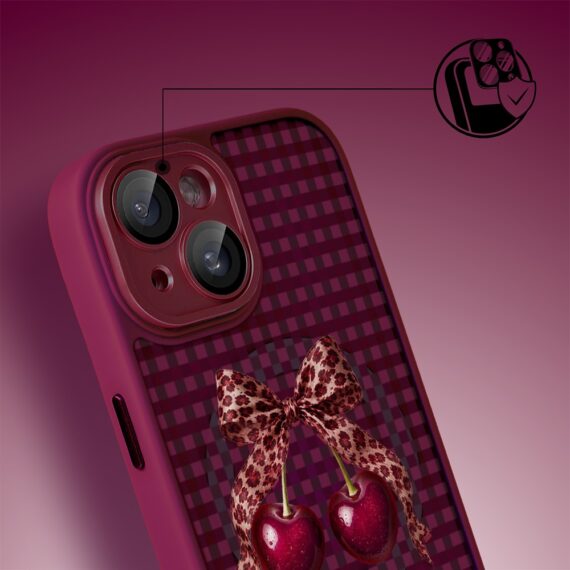 Etui do iPhone 13, Color Flush z Magsafe, z osłoną aparatu, kokieteryjna wiśnia, wiśniowe (3)