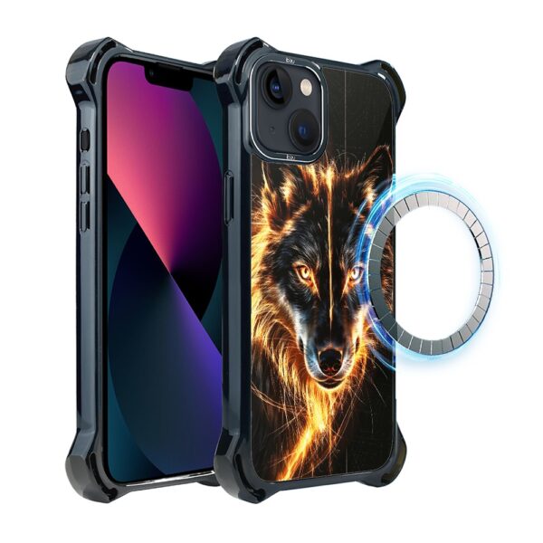 Etui do iPhone 13 IBIZU DropGuard Ultra z MagSafe, Wilki, Ognisty wilk