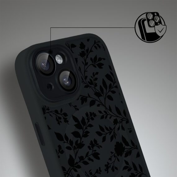 Etui do iPhone 14 Color Flush z MagSafe, z osłoną aparatu, cienisty ogród, czarne (6)