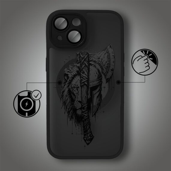 Etui do iPhone 14 Color Flush z MagSafe, z osłoną aparatu, dusza wojownika, czarne (5)