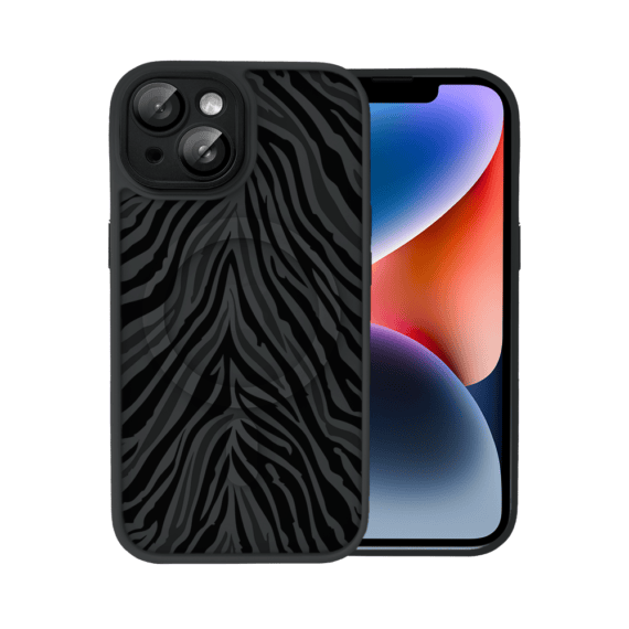 Etui do iPhone 14 Color Flush z MagSafe, z osłoną aparatu, hipnotyczna zebra, czarne (4)