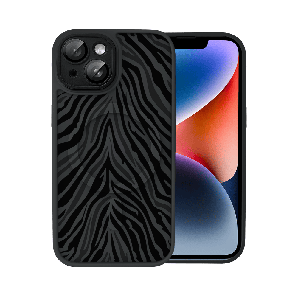 Etui do iPhone 14 Color Flush z MagSafe, z osłoną aparatu, hipnotyczna zebra, czarne