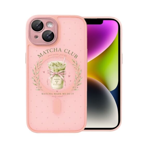 Etui do iPhone 14 Color Flush z MagSafe, z osłoną aparatu, matcha club, różowe (3)