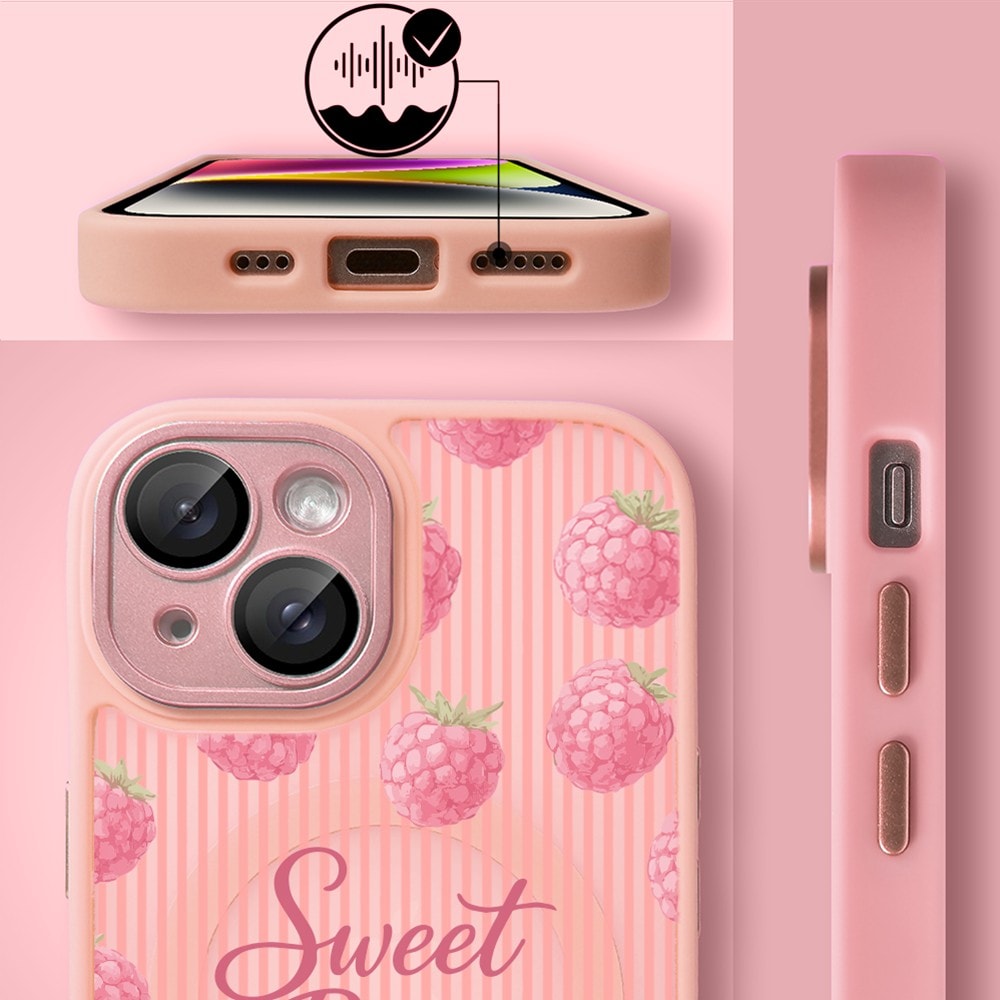 Etui do iPhone 14 Color Flush z MagSafe, z osłoną aparatu, słodka malina, różowe (4)