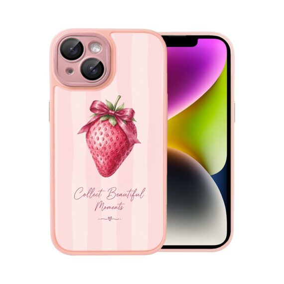 Etui do iPhone 14 Color Flush z MagSafe, z osłoną aparatu, truskawkowy moment, różowe (4)