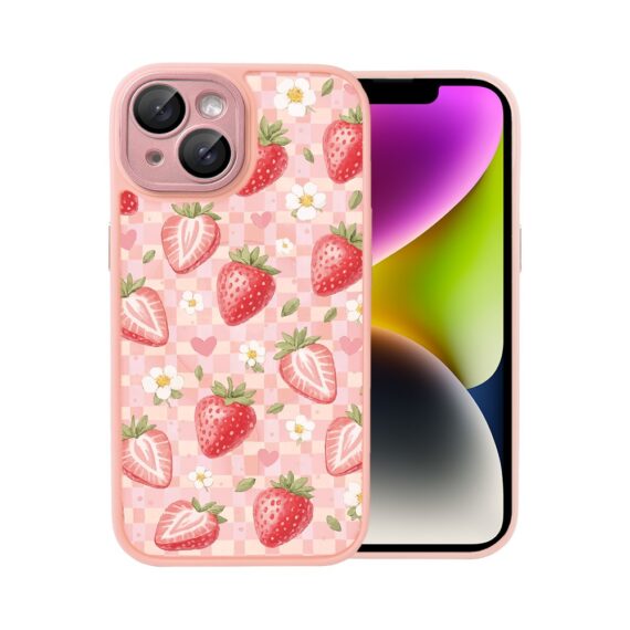Etui do iPhone 14 Color Flush z MagSafe, z osłoną aparatu, truskawkowy piknik, różowe (4)