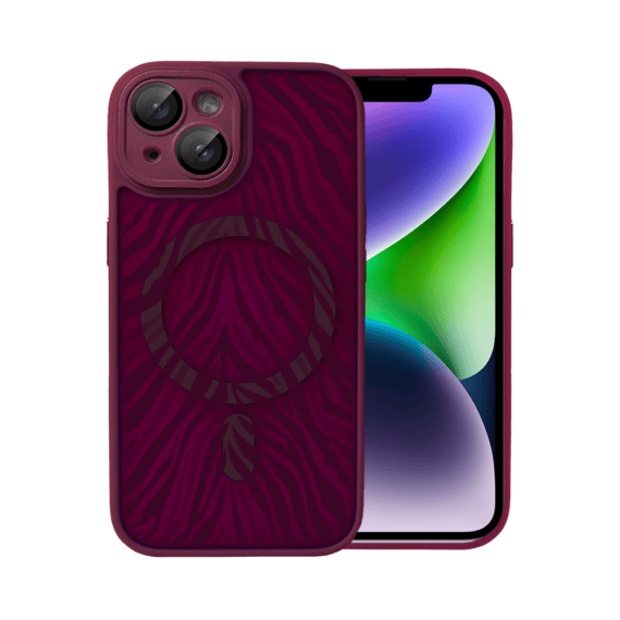 Etui do iPhone 14, Color Flush z Magsafe, z osłoną aparatu, hipnotyczna zebra, wiśniowe (6)