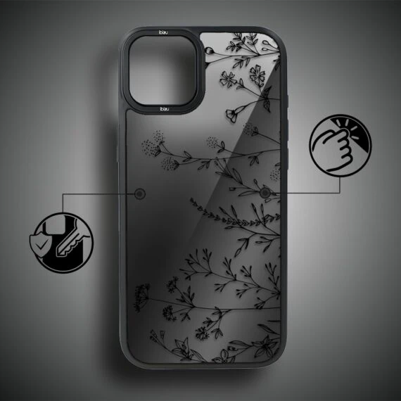 Etui do iPhone 14 Plus IBIZU DropGuard Matt z MagSafe, Wilki, Midnight, Dotyk kwiatów (5)