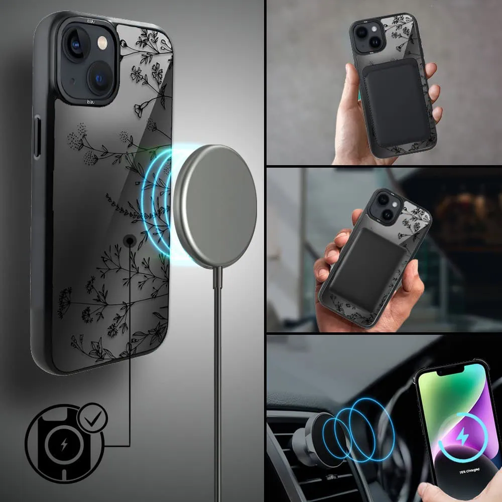 Etui do iPhone 14 Plus IBIZU DropGuard Matt z MagSafe, Wilki, Midnight, Dotyk kwiatów (7)