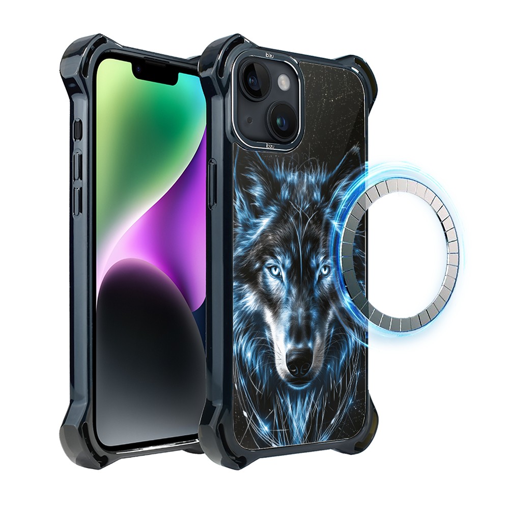 Etui do iPhone 14 IBIZU DropGuard Ultra z MagSafe, Wilki, Lodowy wilk