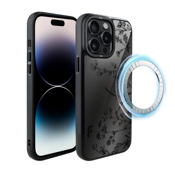 Etui do iPhone 14 Pro Max IBIZU DropGuard Matt z MagSafe, Midnight, Dotyk kwiatów (2)