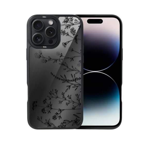 Etui do iPhone 14 Pro Max IBIZU DropGuard Matt z MagSafe, Midnight, Dotyk kwiatów (4)