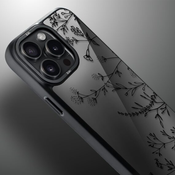 Etui do iPhone 14 Pro Max IBIZU DropGuard Matt z MagSafe, Midnight, Dotyk kwiatów (6)