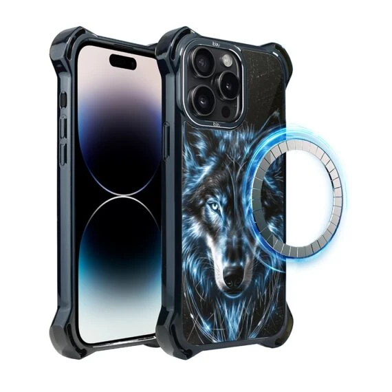 Etui do iPhone 14 Pro Max IBIZU DropGuard Ultra z MagSafe, Wilki, Lodowy wilk (6)