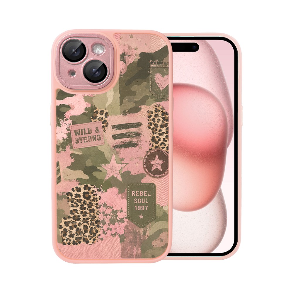 Etui do iPhone 15 Color Flush z MagSafe, z osłoną aparatu, Wild & Strong , różowe