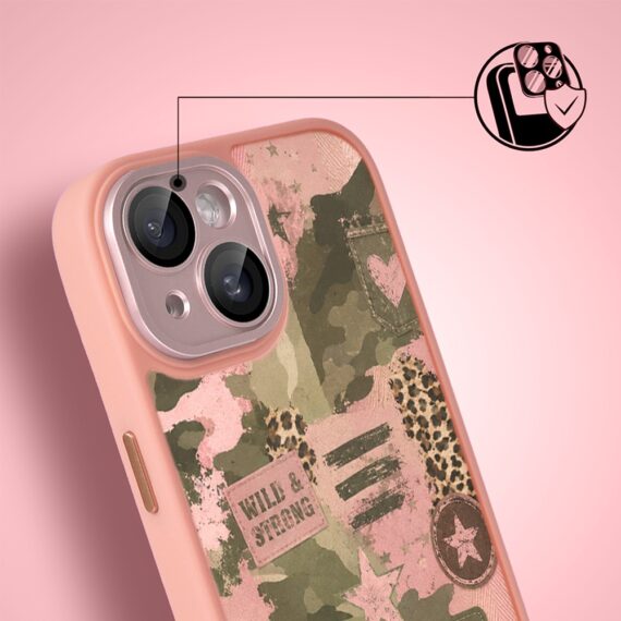 Etui do iPhone 15 Plus Color Flush z MagSafe, z osłoną aparatu, Wild & Strong , różowe (6)