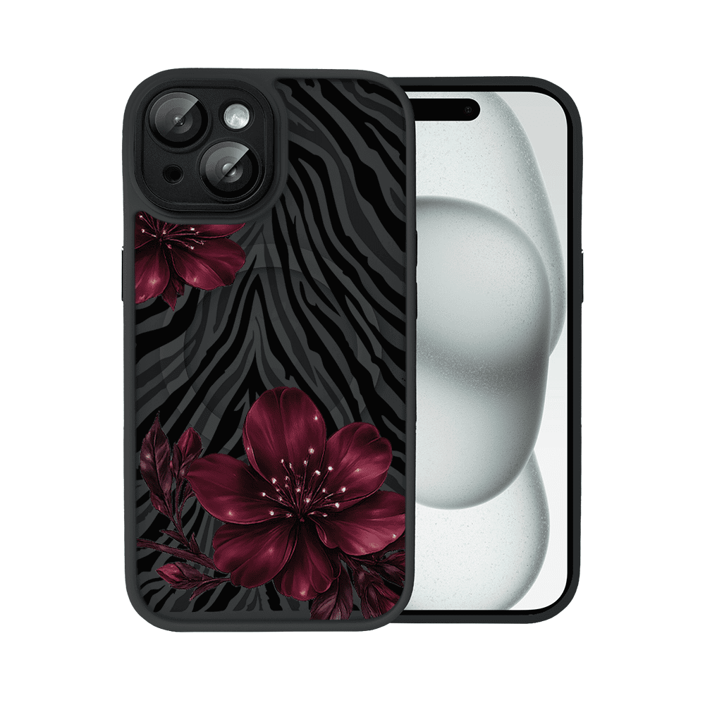 Etui do iPhone 15 Plus Color Flush z MagSafe, z osłoną aparatu, bordowa egzotyka , czarne