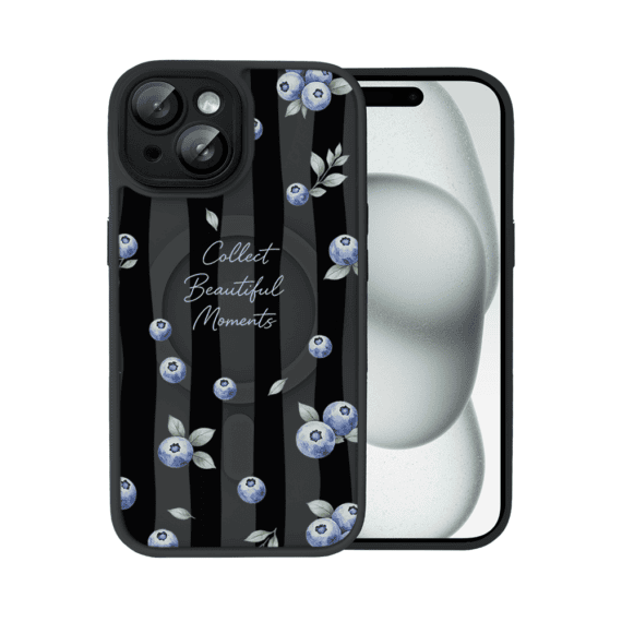 Etui do iPhone 15 Plus Color Flush z MagSafe, z osłoną aparatu, borówkowy rytm, czarne (5)