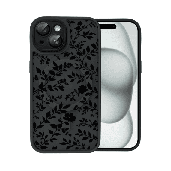Etui do iPhone 15 Plus Color Flush z MagSafe, z osłoną aparatu, cienisty ogród, czarne (4)
