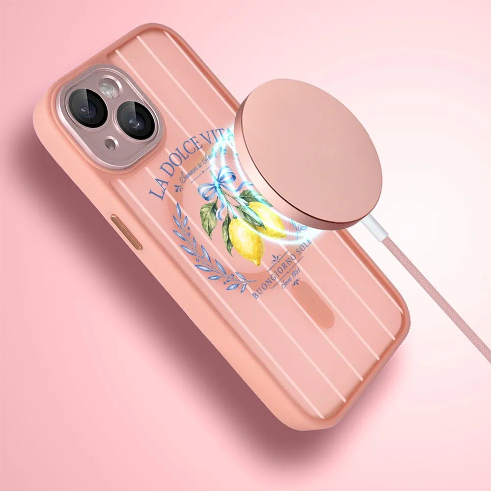 Etui do iPhone 15 Plus Color Flush z MagSafe, z osłoną aparatu, cytrynowa dolce vita, różowe (1)