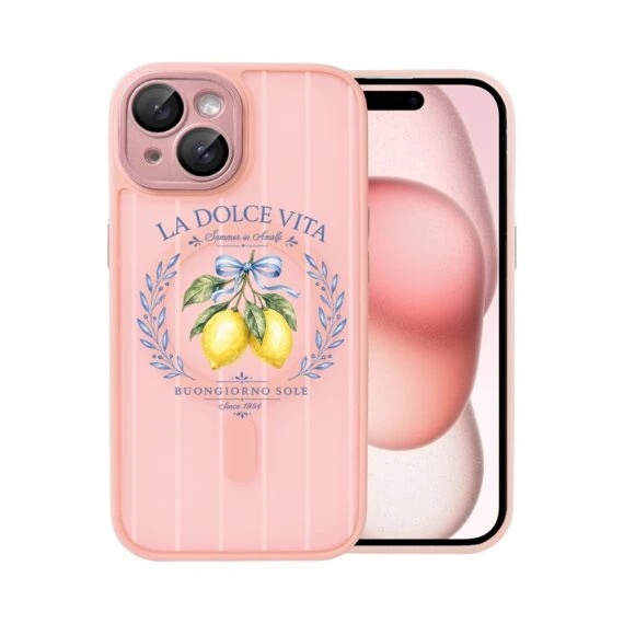 Etui do iPhone 15 Plus Color Flush z MagSafe, z osłoną aparatu, cytrynowa dolce vita, różowe (5)