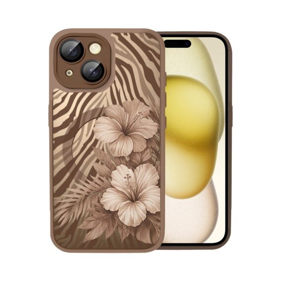 Etui do iPhone 15 Plus Color Flush z MagSafe, z osłoną aparatu, egzotyczny hibiskus latte, pustynny brąz (1)