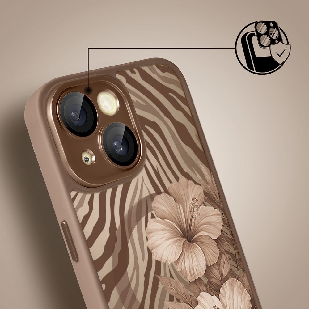 Etui do iPhone 15 Plus Color Flush z MagSafe, z osłoną aparatu, egzotyczny hibiskus latte, pustynny brąz (5)