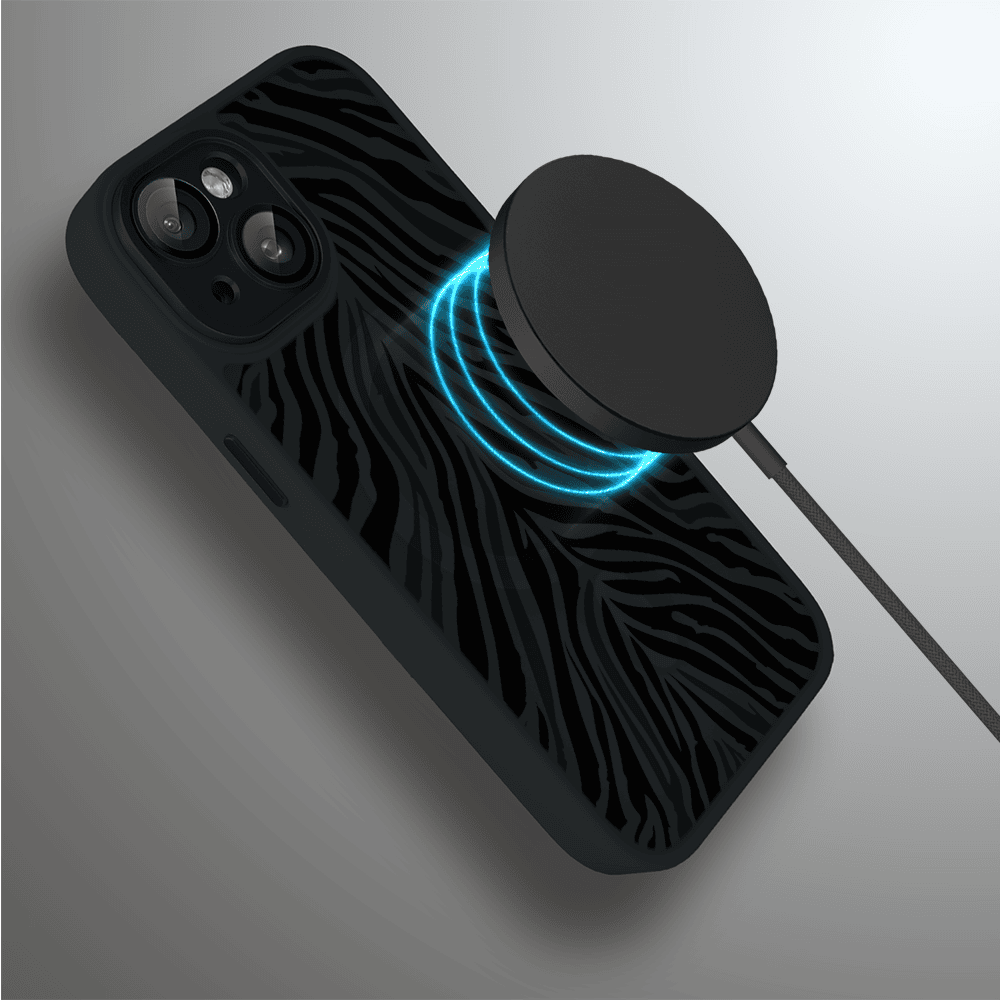 Etui do iPhone 15 Plus Color Flush z MagSafe, z osłoną aparatu, hipnotyczna zebra, czarne (2)