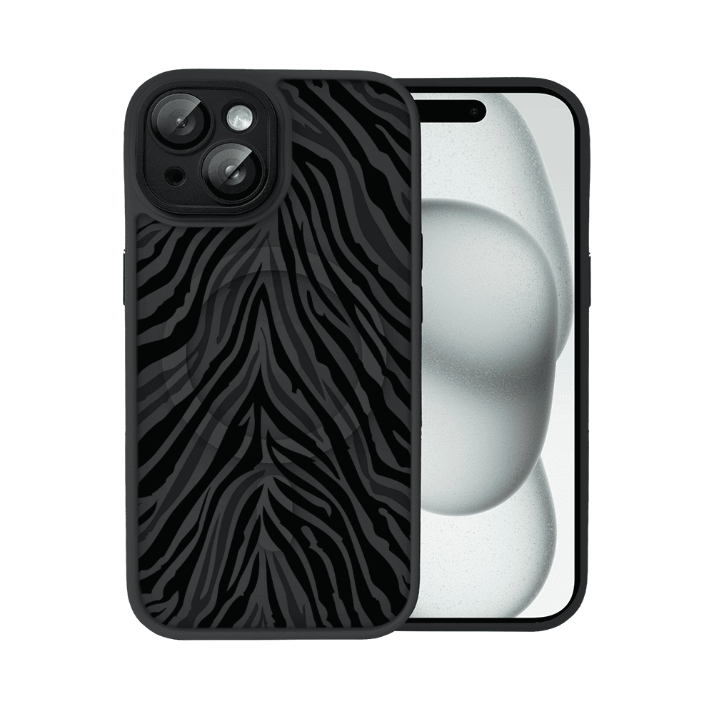 Etui do iPhone 15 Plus Color Flush z MagSafe, z osłoną aparatu, hipnotyczna zebra, czarne
