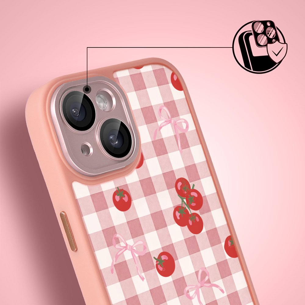 Etui do iPhone 15 Plus Color Flush z MagSafe, z osłoną aparatu, kratka pomodoro, różowe (2)